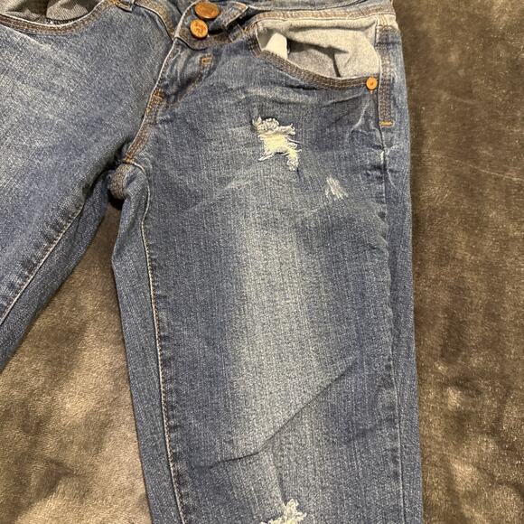 Indigo Rein Women's Skinny Jeans Denim Stretch Distressed Blue Med Wash Size 1 - Picture 5 of 16